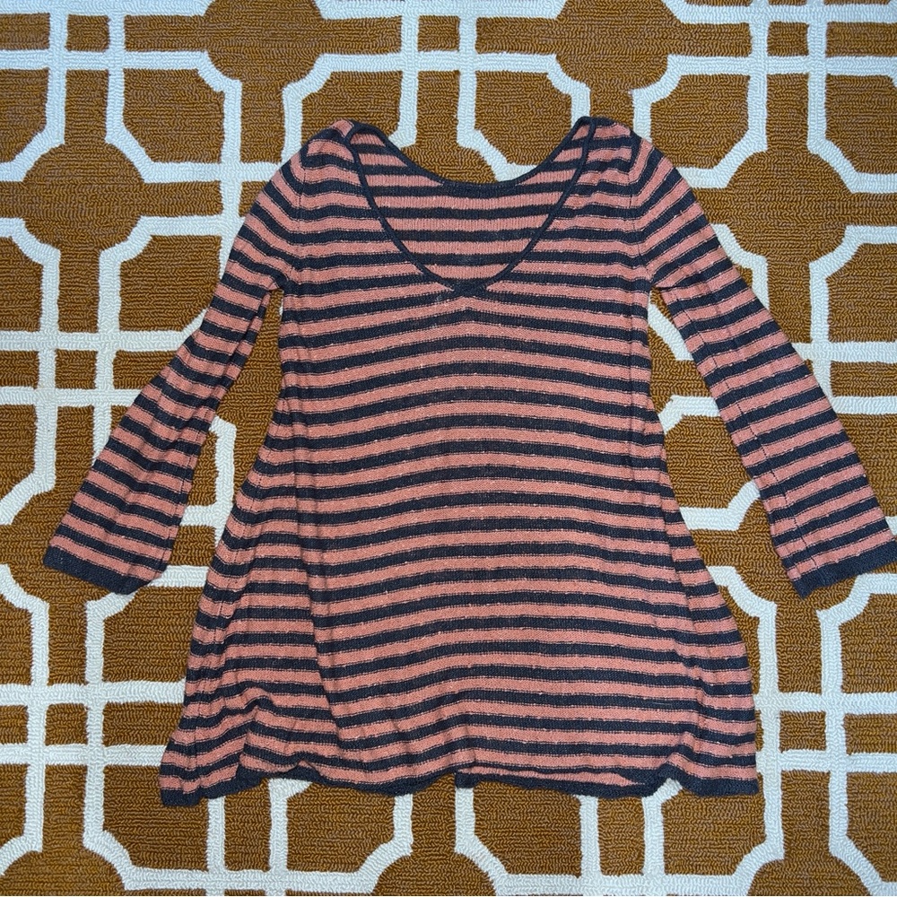 Free People Orange Striped Sweater Dress Open Back EUC Small - Picture 3 of 8